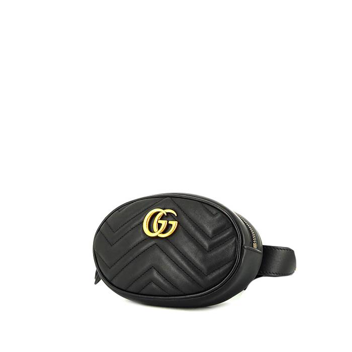 Gucci GG Marmont clutch-belt clutch-belt in black chevron quilted leather - 00pp