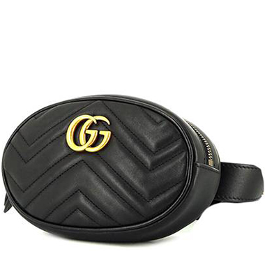 Gucci GG Marmont clutch-belt in Black Quilted Velvet and Black Leather