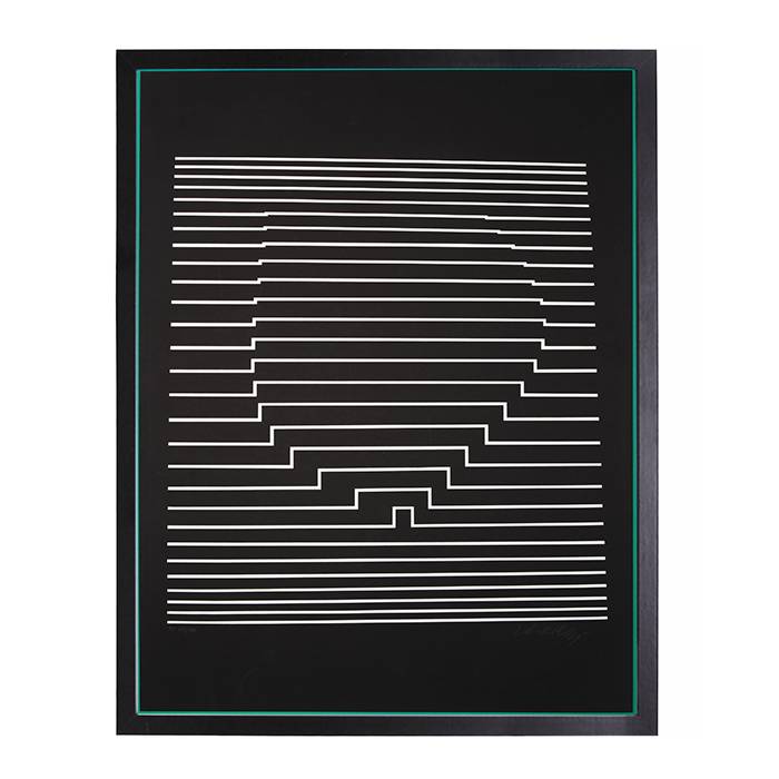 Victor Vasarely, "Illile (Green border)", silkscreen in colors on paper, signed and numbered, of 1973 - 00pp
