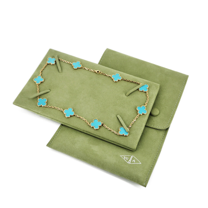 Van Cleef & Arpels Alhambra Vintage necklace in yellow gold and turquoises - Detail D2