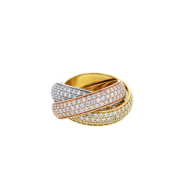 Cartier Trinity large model ring in 3 golds and diamonds - 00pp
