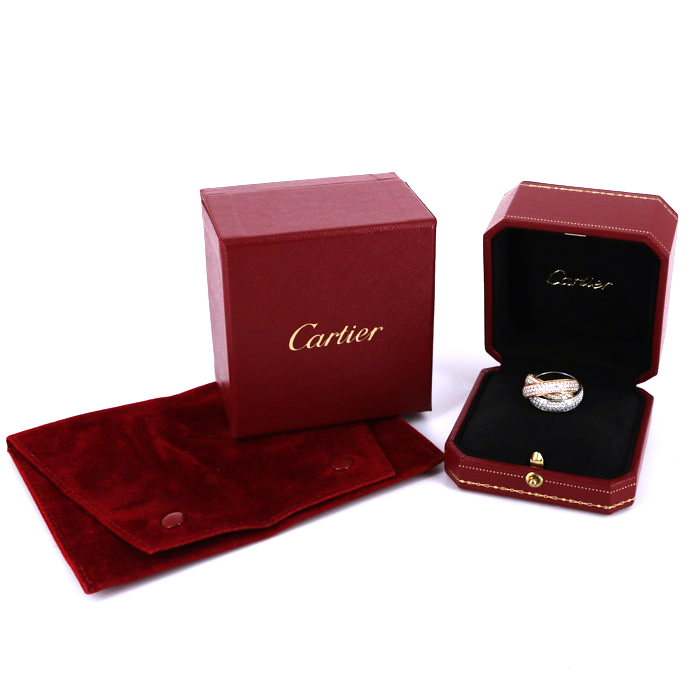 Cartier Trinity large model ring in 3 golds and diamonds - Detail D2