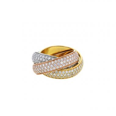 Anello Cartier Trinity modello grande in 3 ori e diamanti
