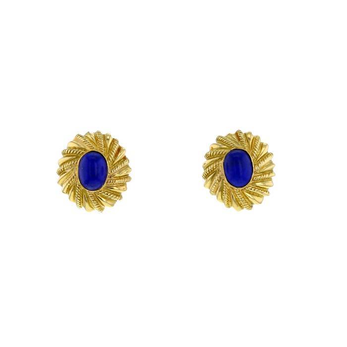 Paire de boucles d'oreilles Tiffany & Co Jean Schlumberger en or jaune et lapis-lazuli - 00pp