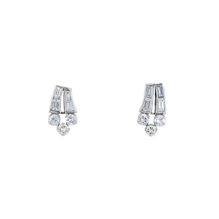 Vintage 1950's earrings in platinium,  white gold and diamonds - 00pp
