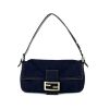 Fendi Baguette handbag in blue denim canvas and brown leather - 360 thumbnail