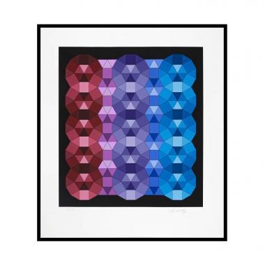 Victor Vasarely, "YKA", sérigraphie en couleurs sur papier, signée, numérotée et encadrée, de 1989