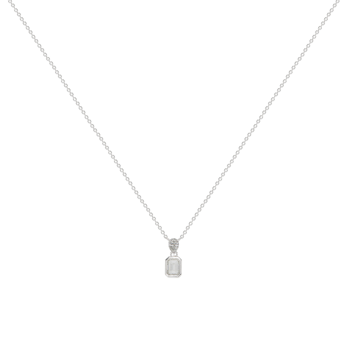 Collier en or blanc et diamants taille émeraude (0.45 carat) - Detail D2