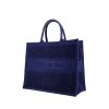 Shopping bag Dior Book Tote modello grande in tela blu con motivo forato - 00pp thumbnail