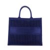 Shopping bag Dior Book Tote modello grande in tela blu con motivo forato - 360 thumbnail