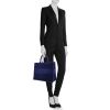 Dior Book Tote large model shopping bag in blue canvas - Detail D1 thumbnail