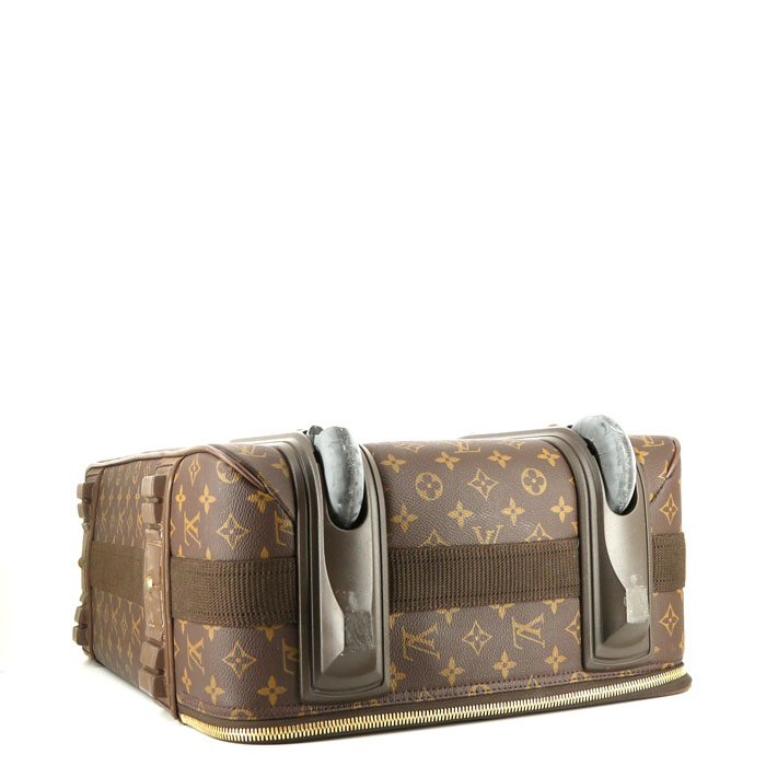 Maleta Louis Vuitton  Pegase en lona Monogram marrón y cuero natural - Detail D5