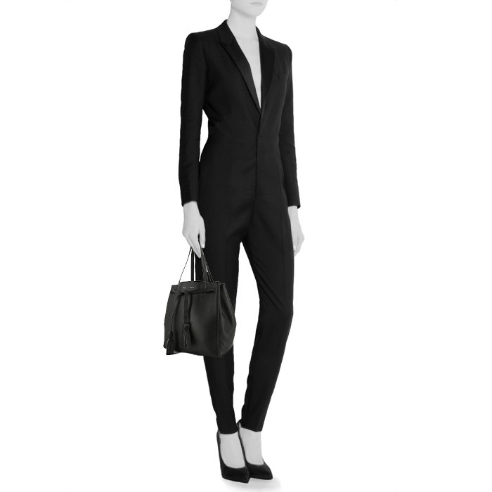 Celine Cabas shopping bag in black leather - Detail D1