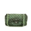 Borsa Chanel Timeless jumbo in tela denim verde e nera - 360 thumbnail