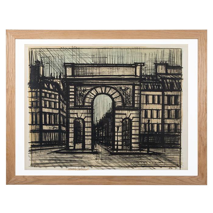 Bernard Buffet, "La porte Saint-Martin", lithograph in colors on Vélin paper, signed, numbered and framed, of 1962 - 00pp