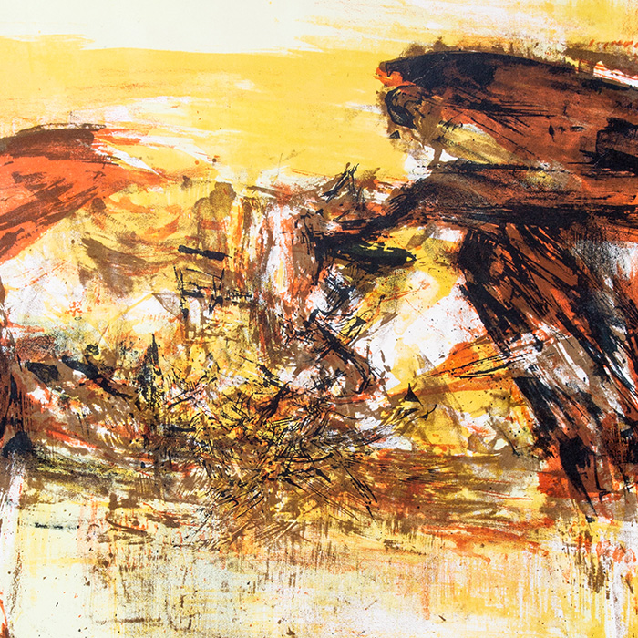 Zao Wou-Ki, « Sans-titre », lithographie en 6 couleurs sur papier vélin de Rives, signée, numérotée, datée et encadrée, de 1974 - Detail D3