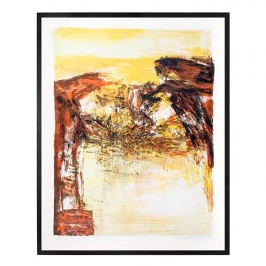 Zao Wou-Ki, "Untitled", lithograph in 6 colors on Vélin paper, signed, numbered, dated and framed, of 1974