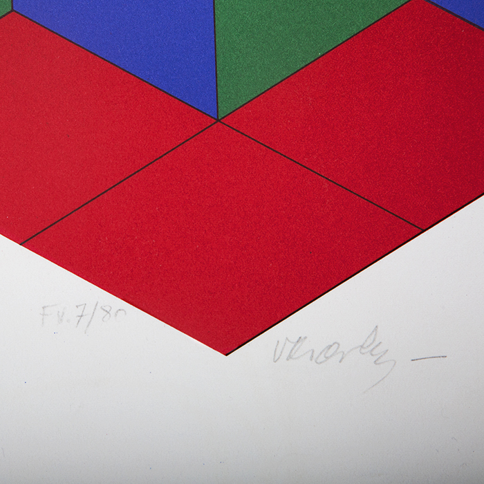 Victor Vasarely, "Bi-Hexa", silkscreen in colors on paper, signed, numbered and framed, of 1975 - Detail D2
