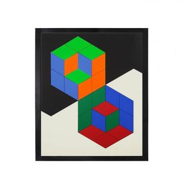 Victor Vasarely, "Bi-Hexa", sérigraphie en couleurs sur papier, signée, numérotée et encadrée, de 1975