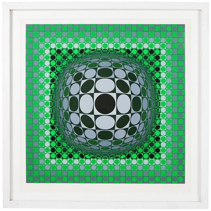 Victor Vasarely, "Louisiana 2", silkscreen in colors on paper, signed, numbered and framed, of 1983-1984 - 00pp