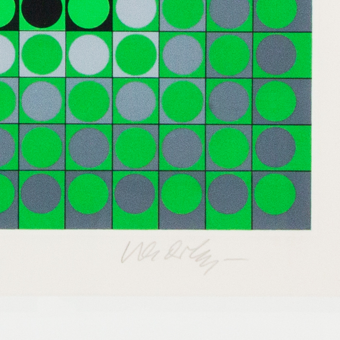 Victor Vasarely, “Louisiana 2”, sérigraphie en couleurs sur papier, signée, numérotée et encadrée, de 1983-1984 - Detail D1