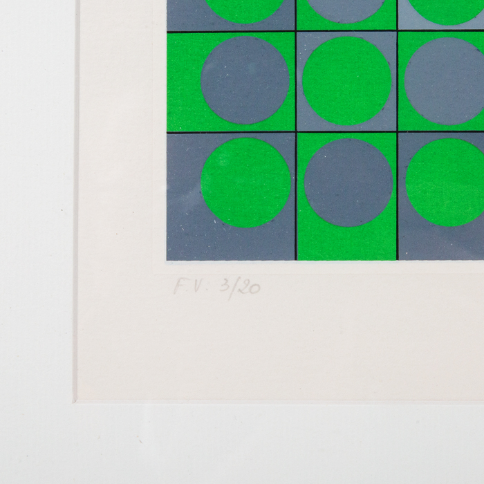 Victor Vasarely, “Louisiana 2”, sérigraphie en couleurs sur papier, signée, numérotée et encadrée, de 1983-1984 - Detail D2