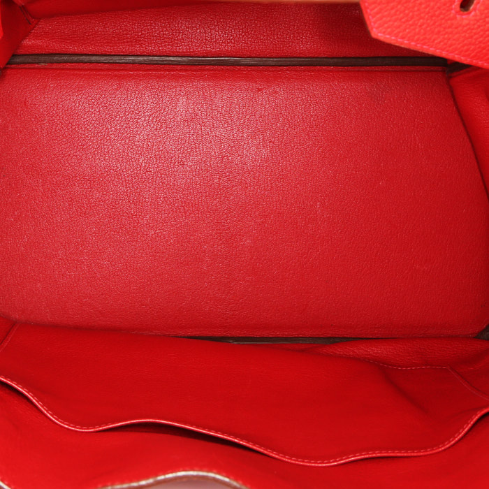 Sac à main Hermes Birkin 40 cm en cuir togo rouge - Detail D2