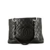 Chanel Shopping GST shopping bag in black quilted grained leather - 360 thumbnail