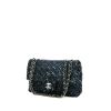 Bolso de mano Chanel Timeless en lona acolchada negra y lentejuelas azules - 00pp thumbnail