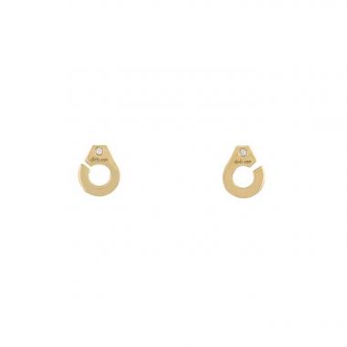 Paire de puces d'oreilles Dinh Van Menottes R7,5 en or jaune et diamants