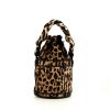 Fendi handbag in beige and brown foal and black leather - 360 thumbnail