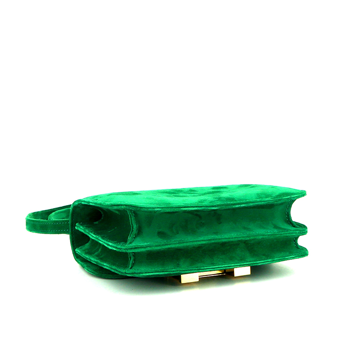 Bolso bandolera Hermes Constance mini en cuero de ternero doblis verde - Detail D4