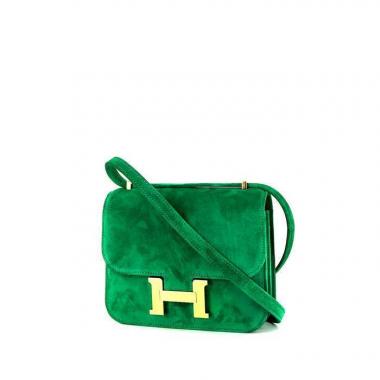 Sac bandoulière Hermes Constance mini en veau doblis vert Cactus