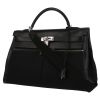 Hermes Kelly Lakis handbag in black box leather and black canvas - 00pp thumbnail