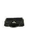 Hermes Kelly Lakis handbag in black box leather and black canvas - 360 Front thumbnail