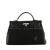 Hermes Kelly Lakis handbag in black box leather and black canvas - 360 thumbnail
