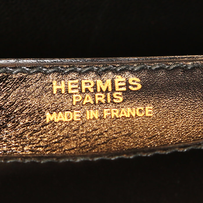 Hermès Olympe handbag in black box leather - Detail D4