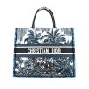 Dior Book Tote large model shopping bag in blue and white canvas - 360 thumbnail