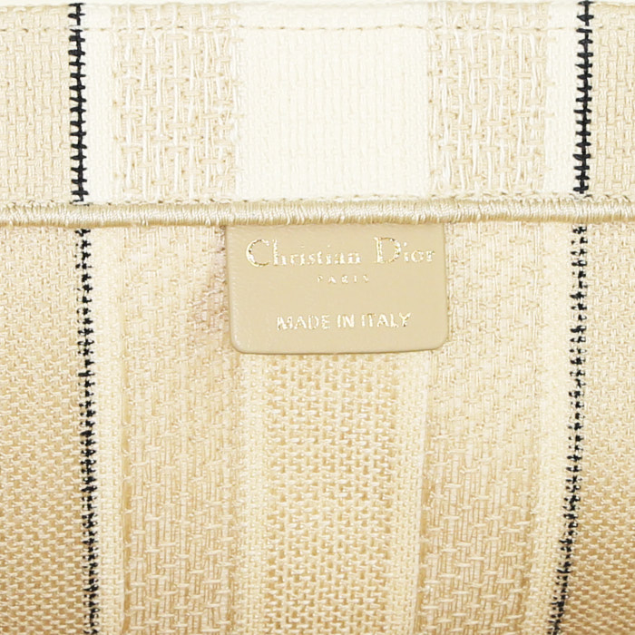 Dior Book Tote shopping bag in beige, white and blue canvas - Detail D3