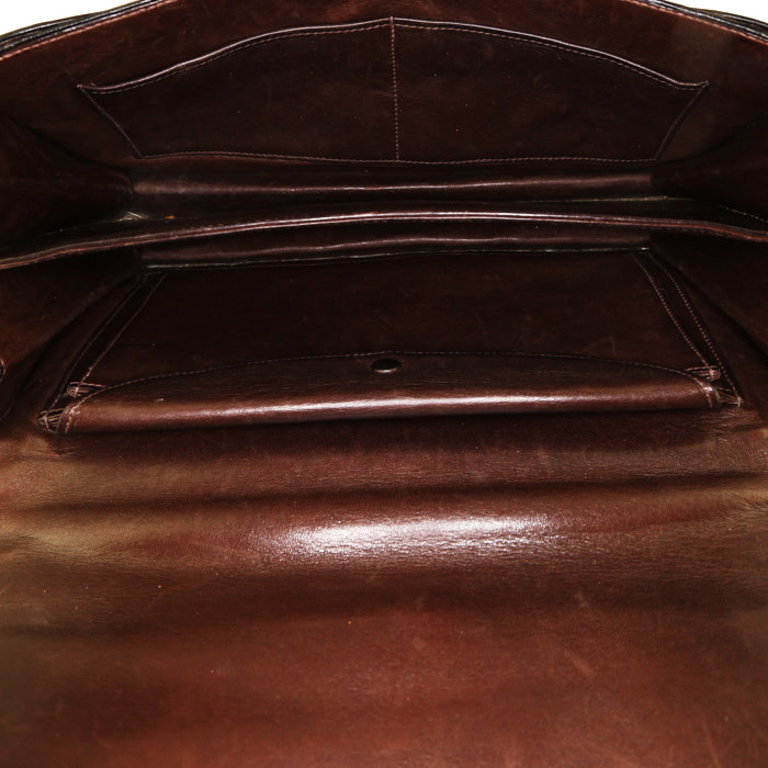 Bolso de mano Hermes Ring en cocodrilo marrón - Detail D2