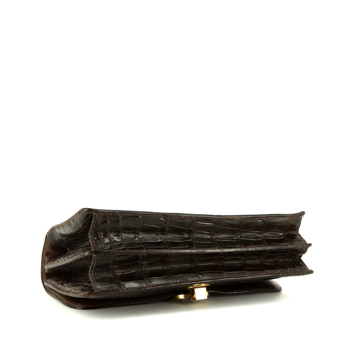Borsa Hermes Ring in coccodrillo marrone - Detail D4