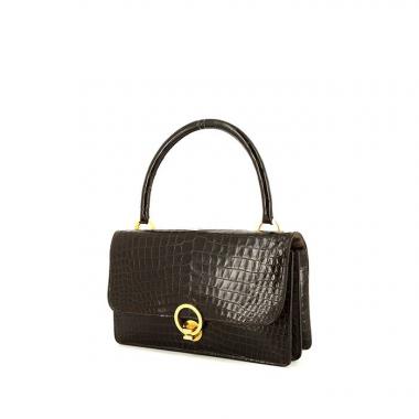 Bolso de mano Hermes Ring en cocodrilo marrón