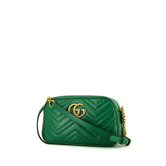 Bolso bandolera Gucci GG Marmont Camera en cuero verde - 00pp