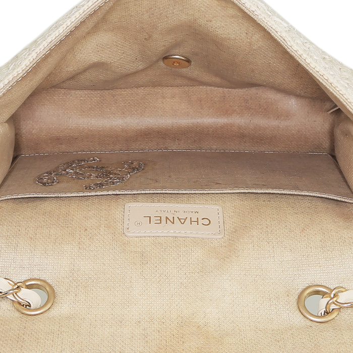 Sac à main Chanel  Timeless en raffia beige - Detail D3