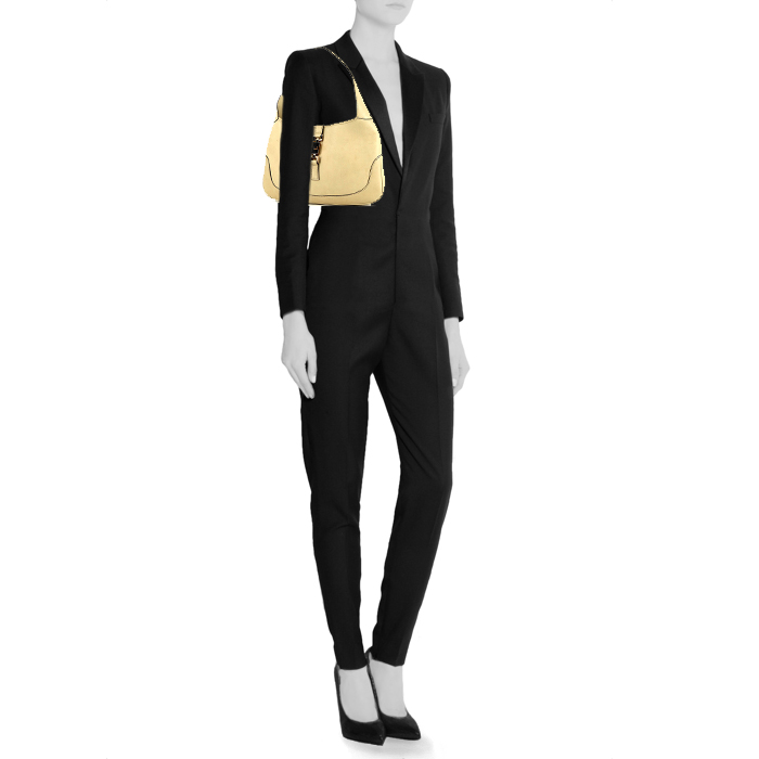 Bolso de mano Gucci Jackie en cuero beige - Detail D1