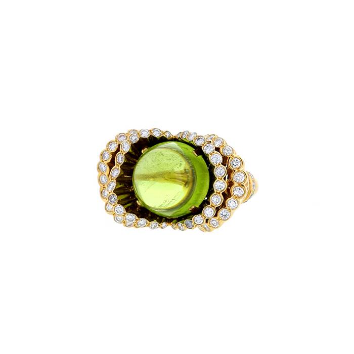 Boucheron Exquises confidences ring in yellow gold,  peridot and diamonds - 00pp