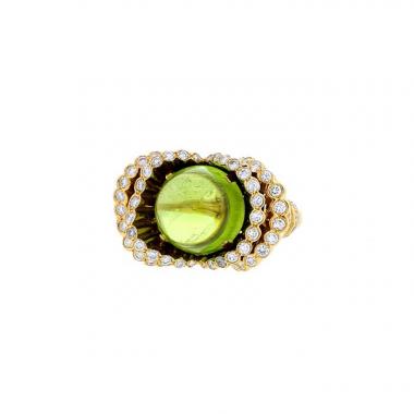 Bague Boucheron Exquises confidences en or jaune,  péridot et diamants