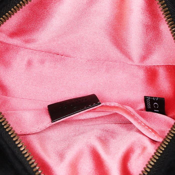 Gucci GG Marmont clutch-belt in black quilted velvet and black leather - Detail D2