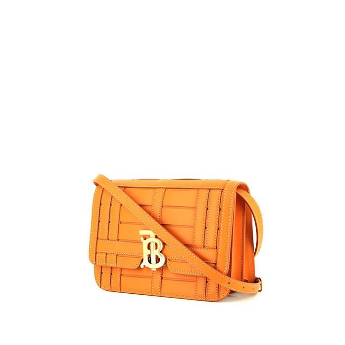 Burberry Tb Monogram Bright Orange Beige Leather Shoulder Bag - MyDesignerly