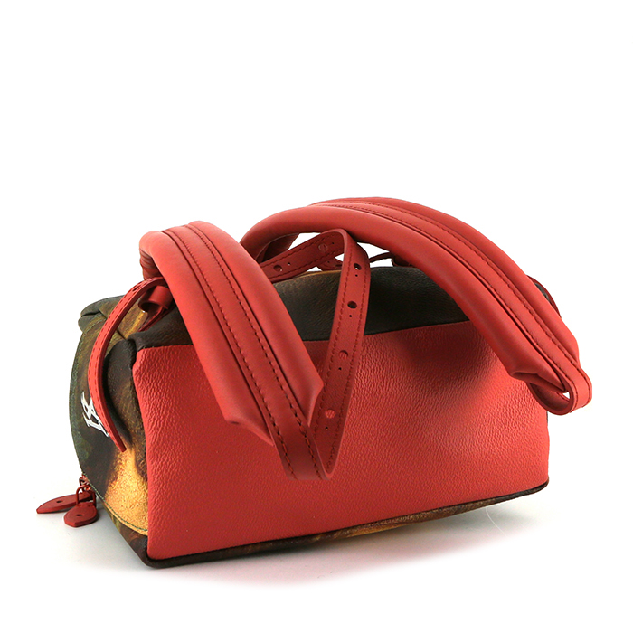 Louis Vuitton Louis Vuitton Editions Limitées Jeff Koons Mona Lisa backpack in canvas and pink leather - Detail D4